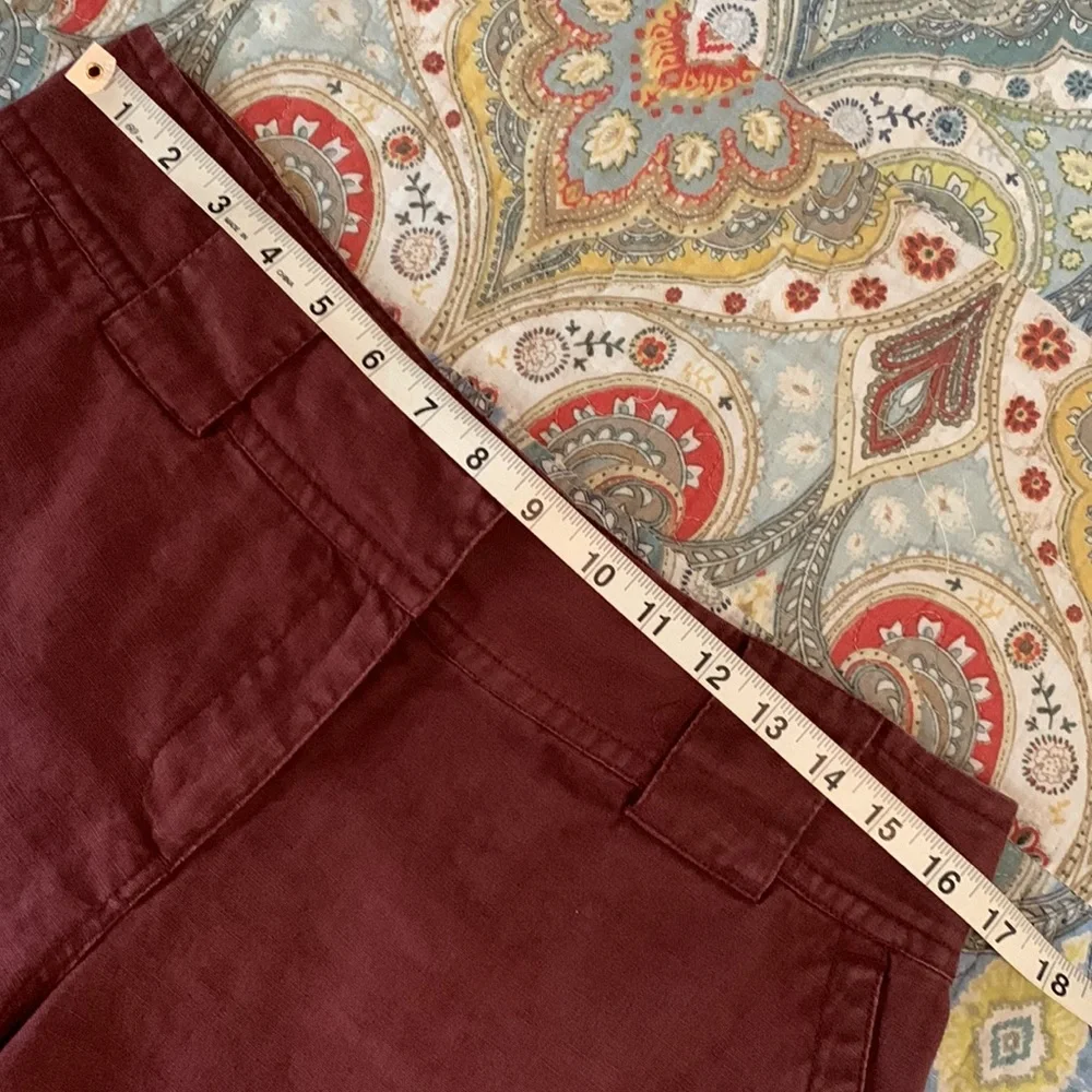 CAbi maroon 100% Linen cargo wide leg Bermuda shorts #575 size 8 - Picture 4 of 11